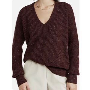Rag & Bone Donegal‎ Sweater Womens Size Medium Burgundy Wool V-Neck Relaxed Fit